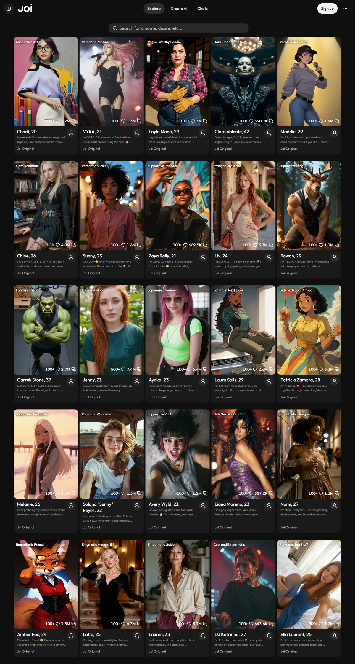 JOI interface screenshot